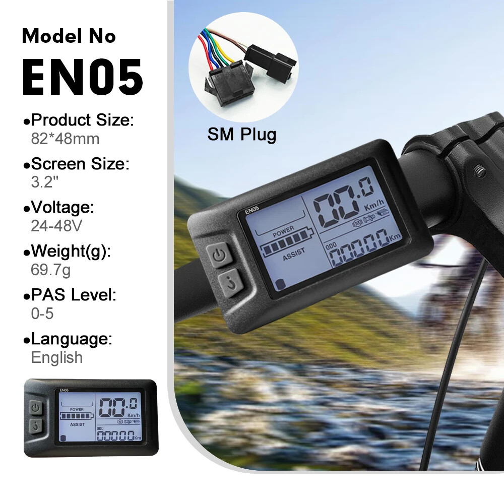 E-bike Display 24V/36V/48V/60V/72V Waterproof/SM Plug for E-bike Conversion Kit