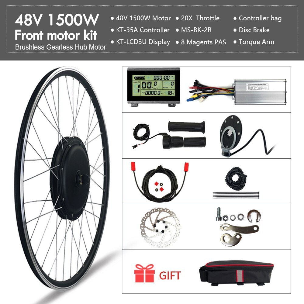 Electric Bicycle 48V 1500W Brushless Front Rear Wheel Hub Motor Conversion Kit