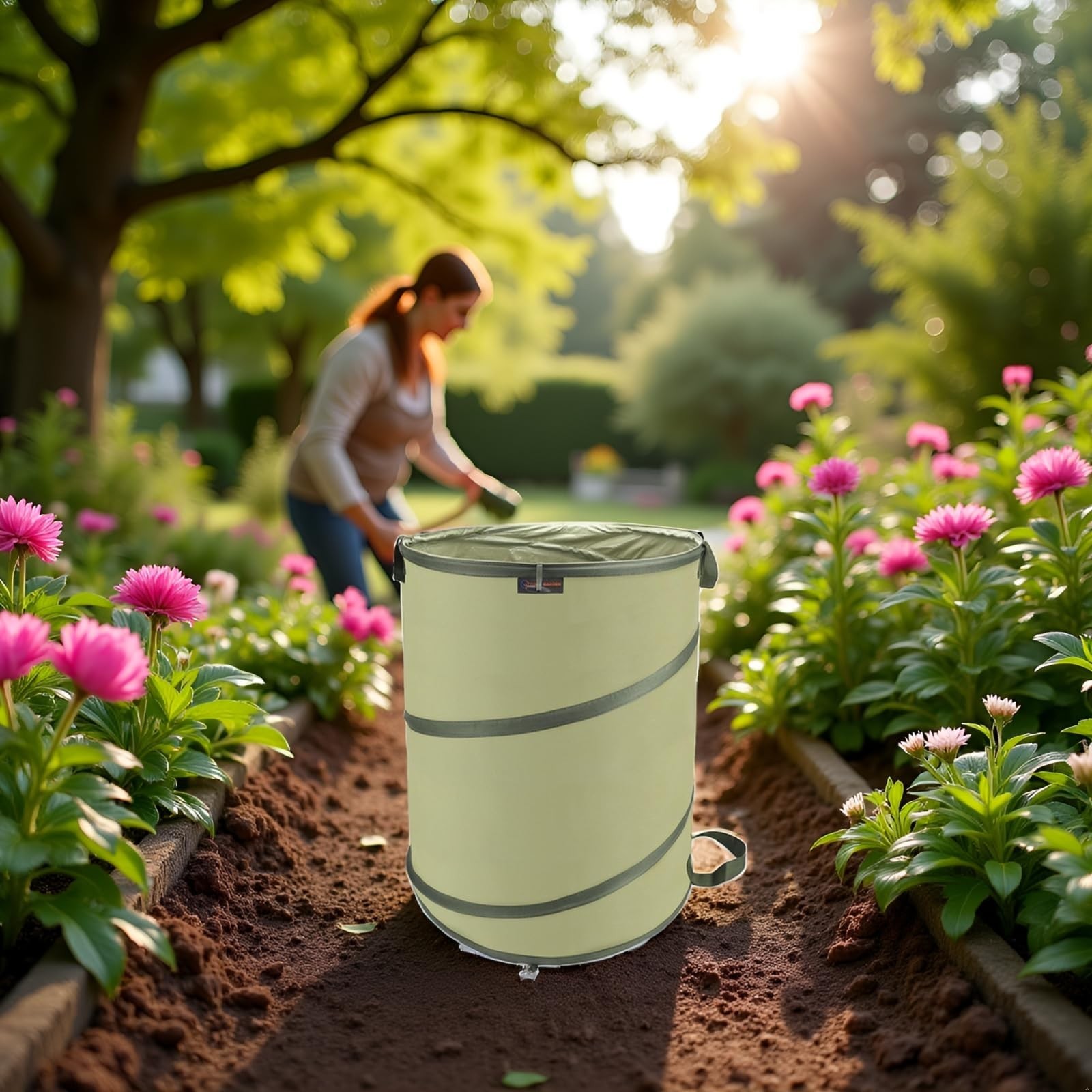 YUDI & GARDEN 45 Gallon Collapsible Garden Bag, Collapsible Trash Can for Gar…