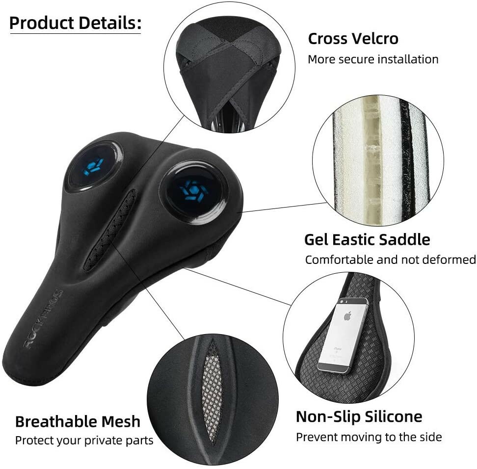 ROCKBROS Bike Seat Cushion Gel Bicycle Seat Cover Outdoor Cycling Saddle Cushion