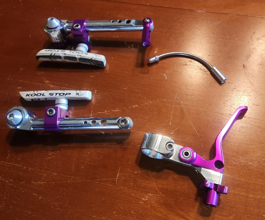 Technique Hooker Brakes with Swank Brake Lever Set Silver & Purple BMX Bike