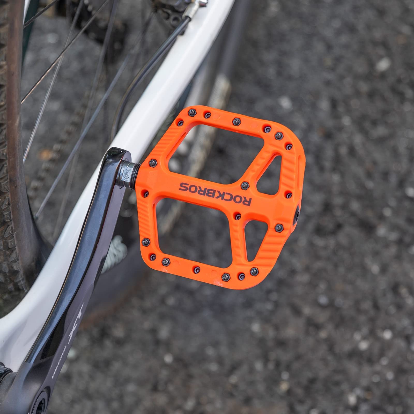 ROCKBROS Mountain Bike Pedals Nylon Composite 4.56 inches x 5.3″, Orange