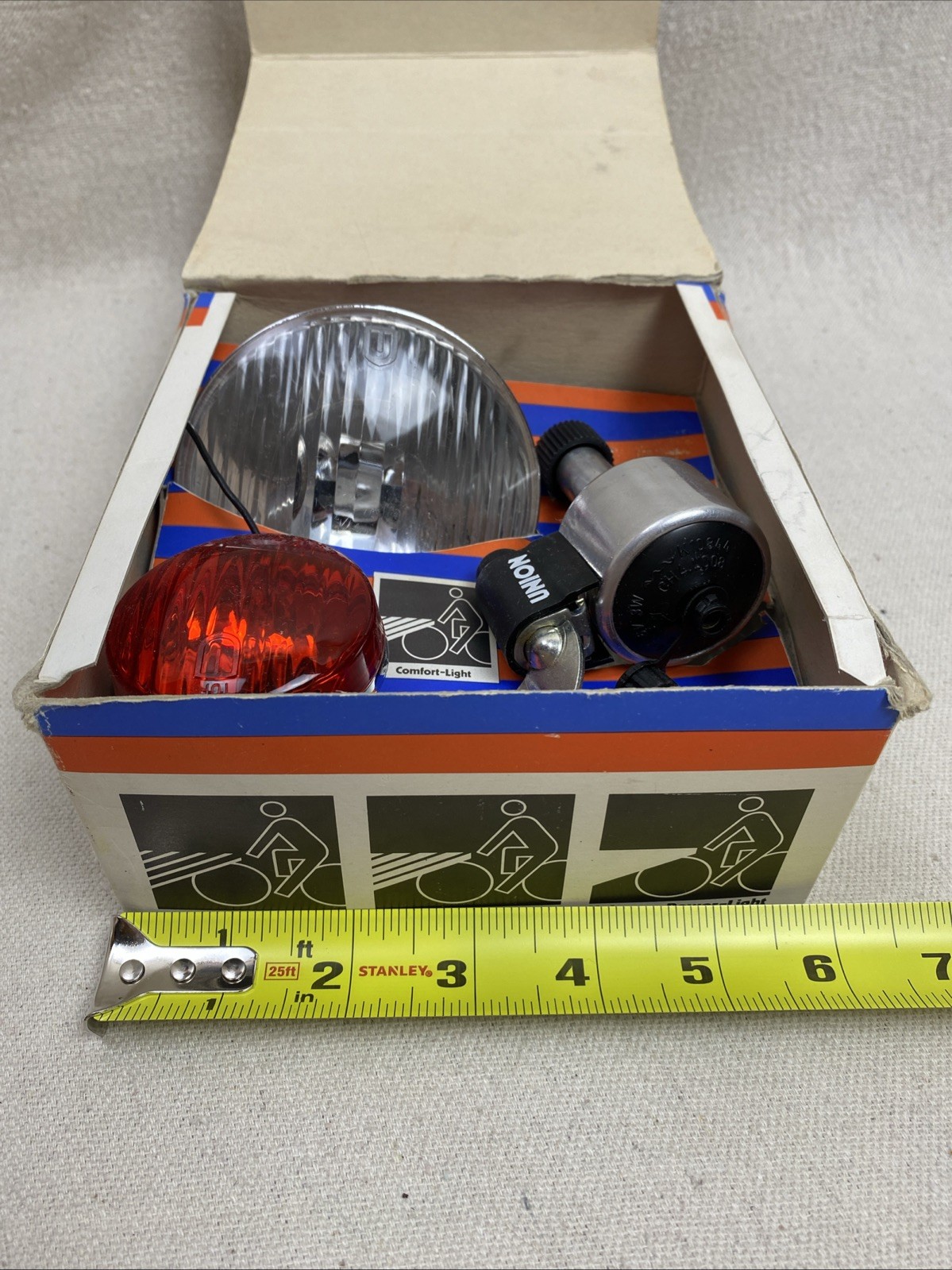 NOS Union Dynamo Generator Head Tail Light Set Bicycle Vtg Schwinn Puegeot Fuji