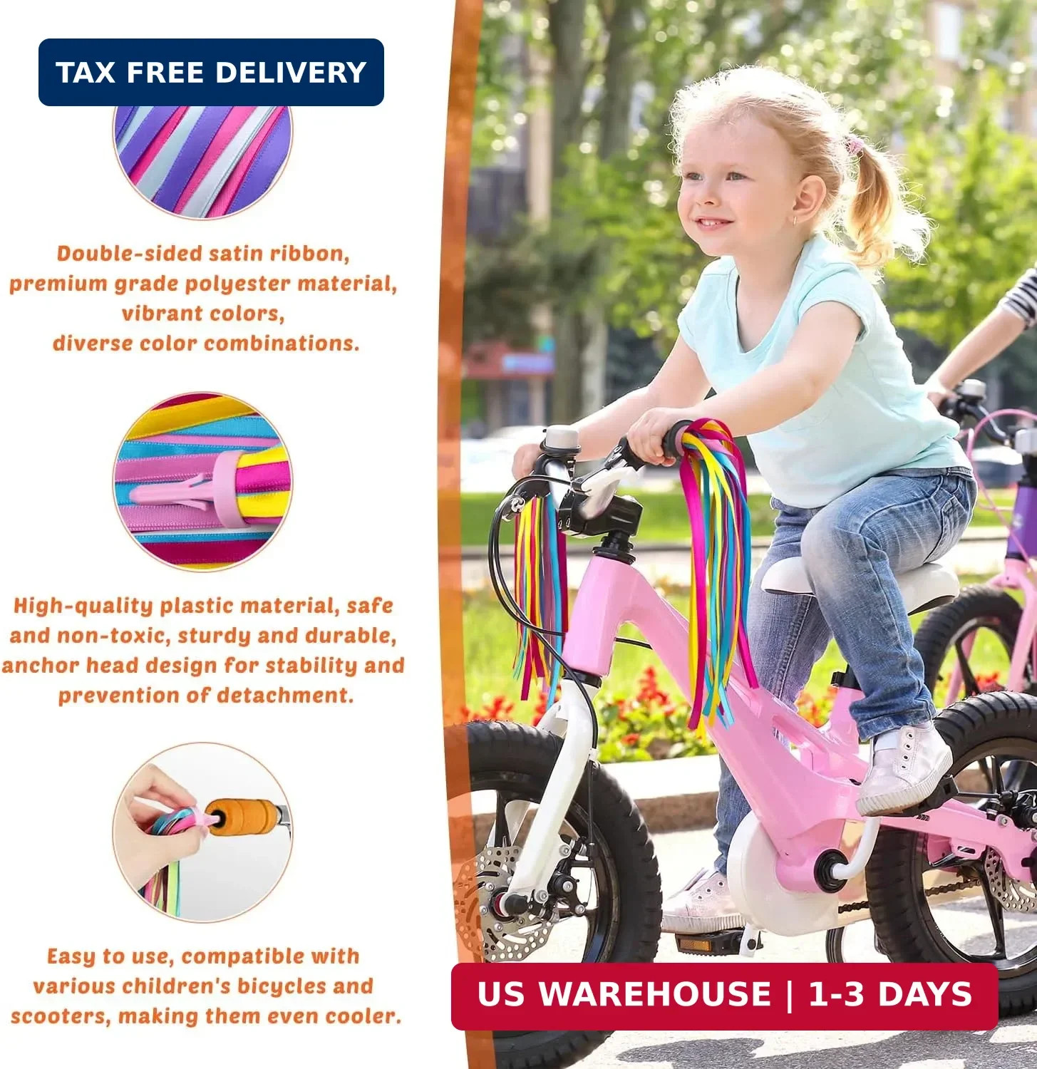 Bike Streamers Kid’s Bike Tassels Bicycle Handlebar Streamers Colorful Ribbon St