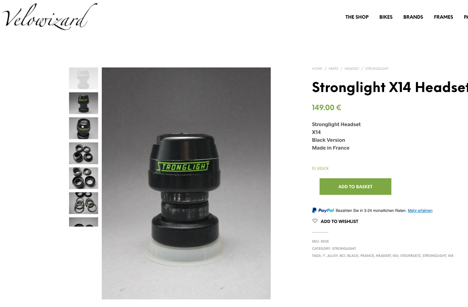 Stronglight X14 France Headset / 1″ / BC1 ISO / 122g / Black Alloy