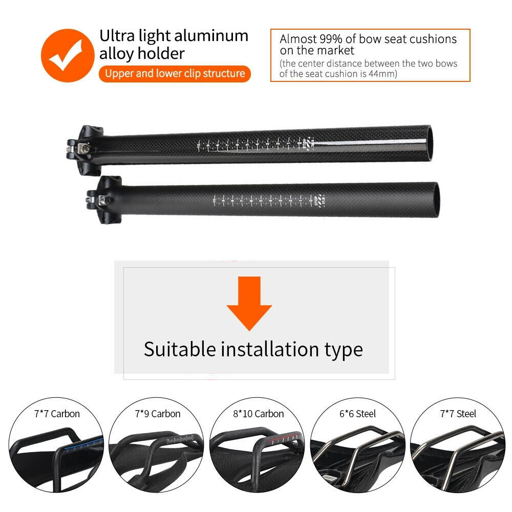 U 3K Carbon Fiber MTB Bike Seatpost Road Bicycle Seat Tube 25.4/27.2/30.8/31.6mm