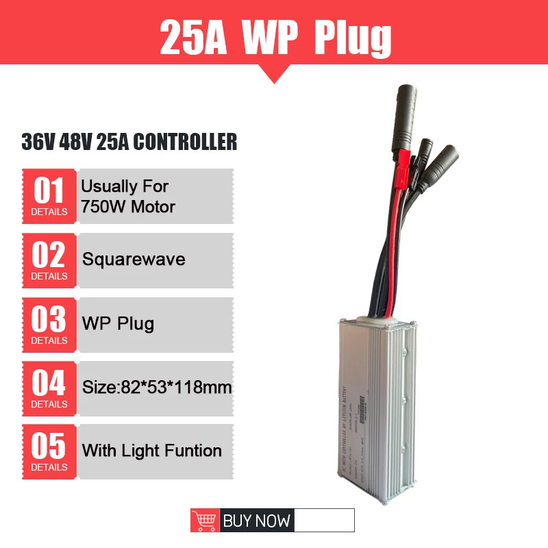 Ebike Controller 36V 48V 250W-1500W Waterproof Plug 15A/17A/22A/25A/30A/35A
