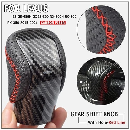 Carbon fiber+red wire Gear Shift Knob for L-EXUS ES GS-450H GX IS-300