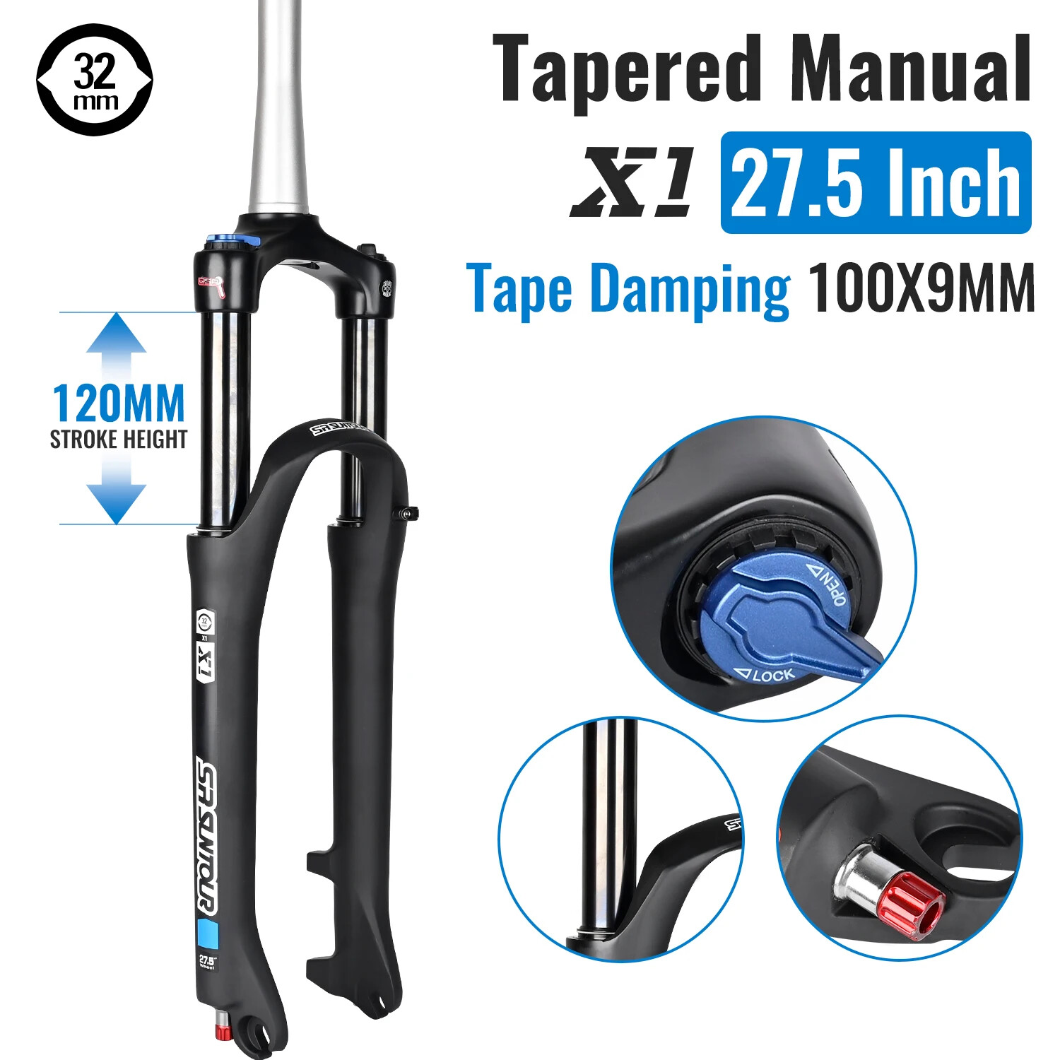27.5 29″ Mountain Bike Oil Spring Suspension Fork QR BOOST 120MM Travel Froks