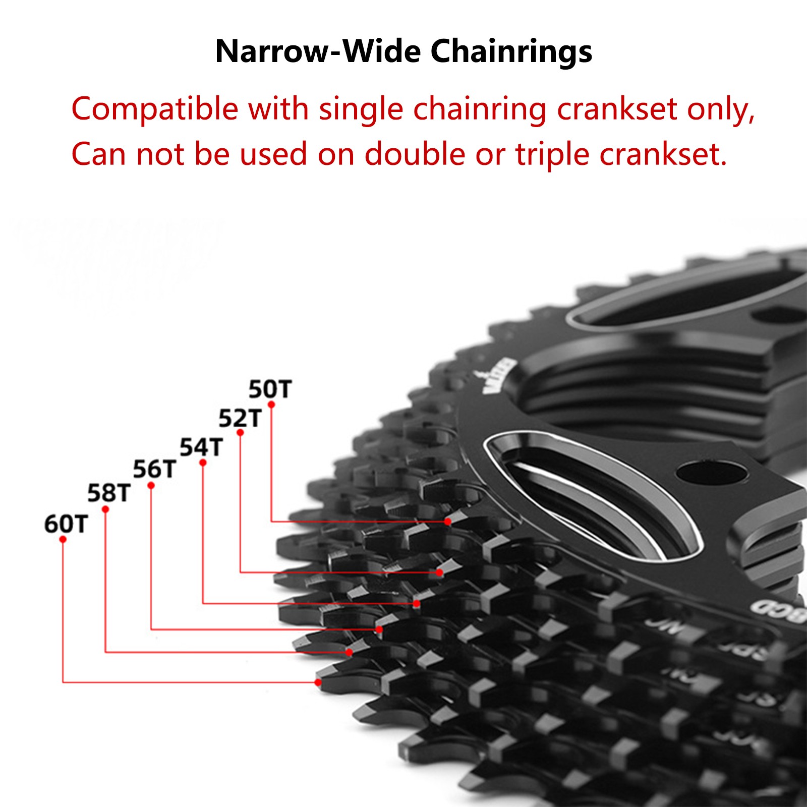 Road Bike Chainring 110 BCD 5 -Bolts 36T to 60T 9-11 Speed Bicycle Chainwheel