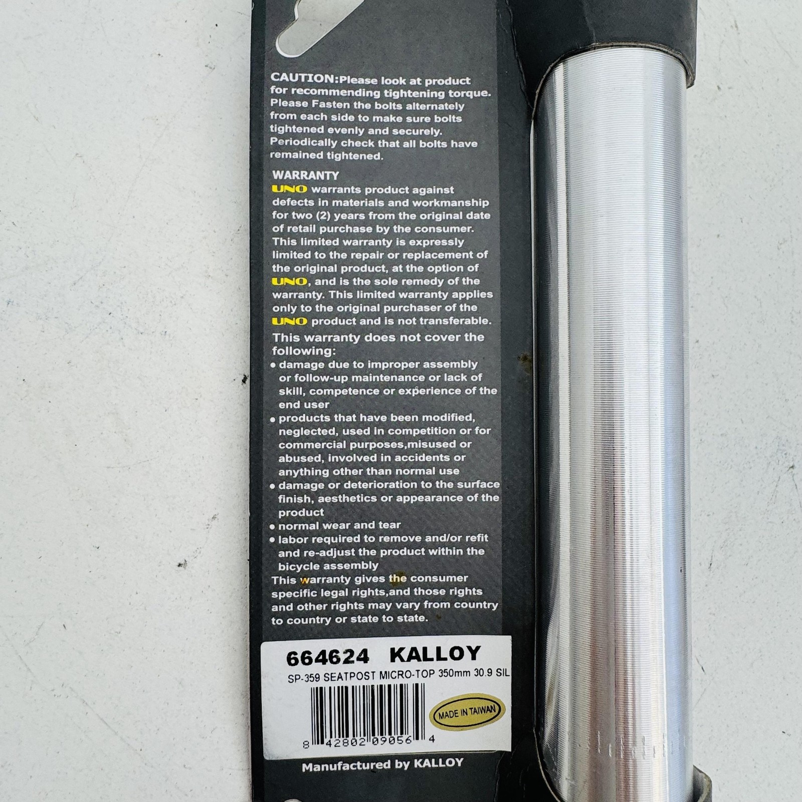 UNO SP-359 30.9mm Alloy Seatpost 350mm Silver Micro-Top Universal Bike MTB A96