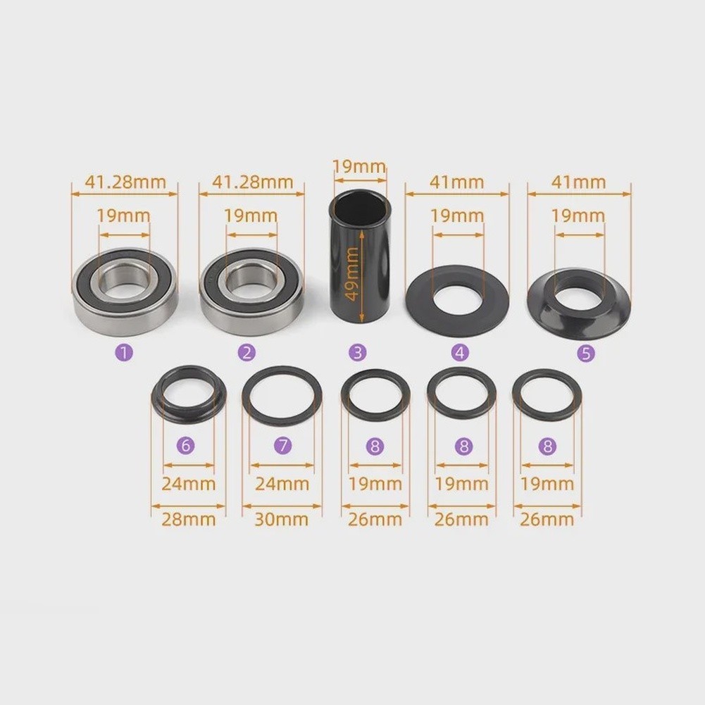 For 19mm Bottom Bracket Bearing Kit for Bicycle with Sealed Type Bearings