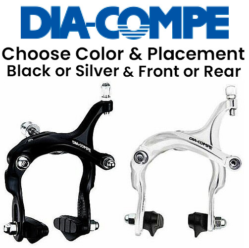 Dia Compe MX-806 Side Pull Bike Brake Caliper 57-75mm Front/ Rear Black/ Silver
