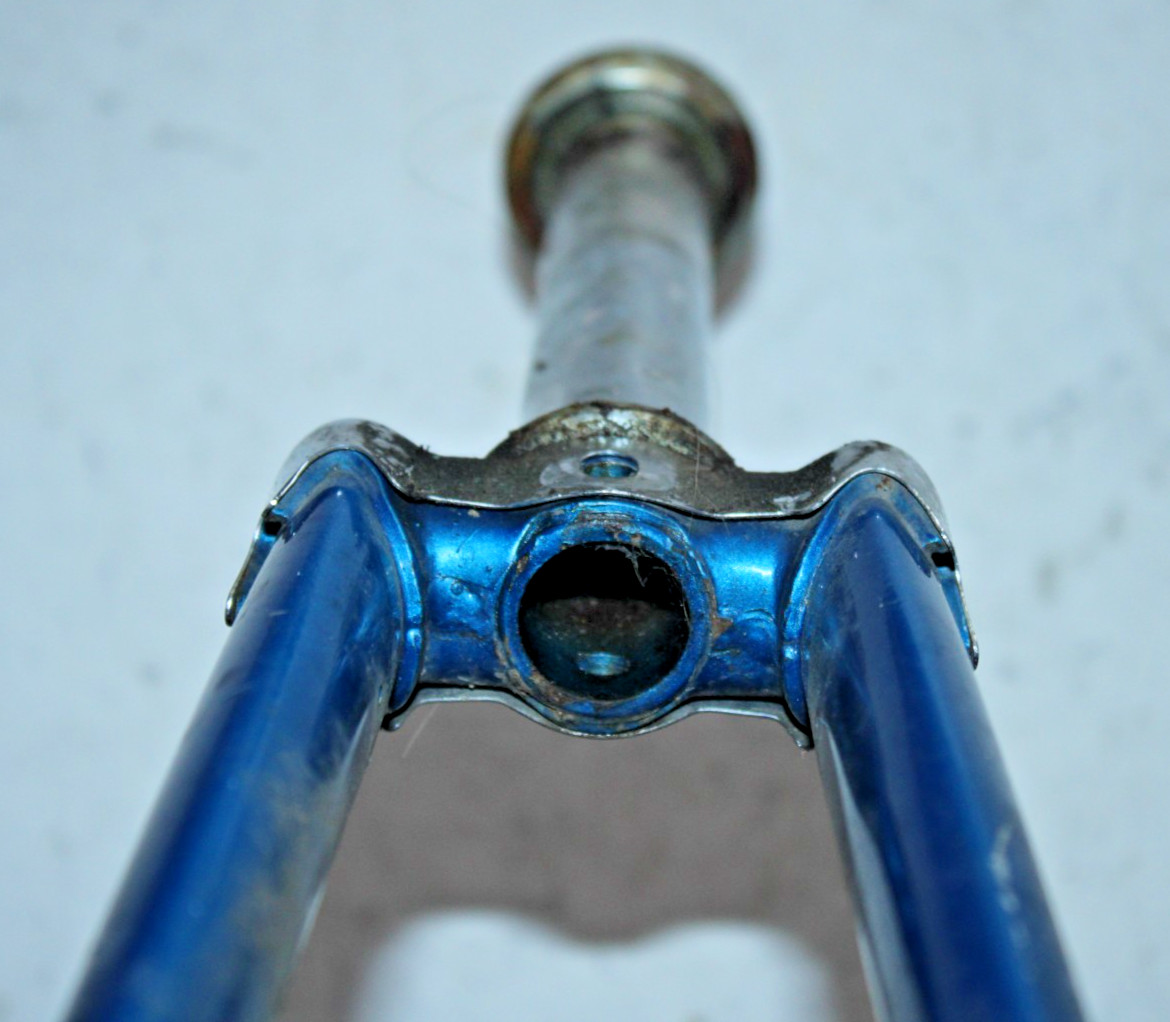 Vintage Rigid Touring Road Bike Fork 700c 1″ Threaded 175mm Blue Steel Commuter~