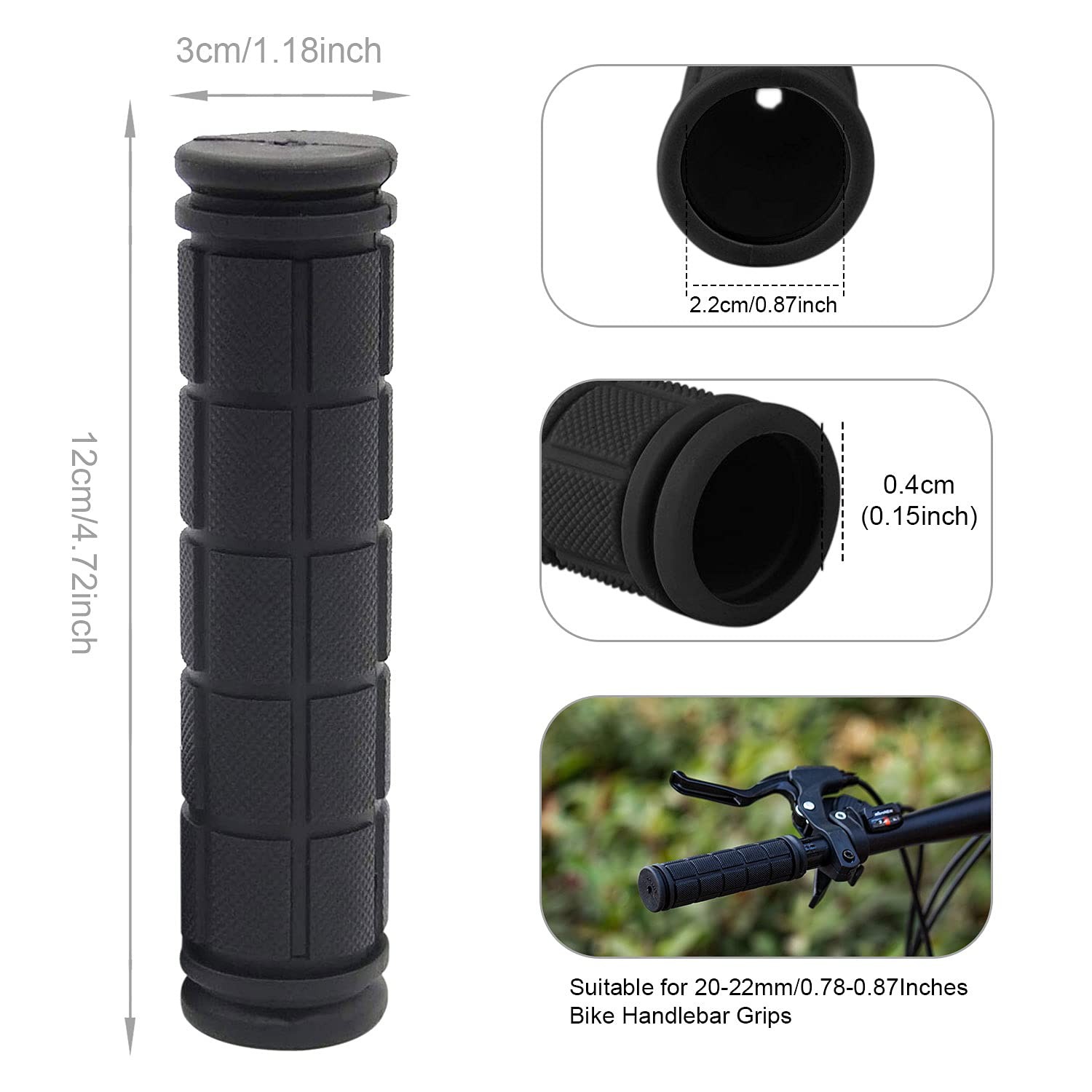 YOROZUCERY Bike Handlebar Grips with 4.72 inches x 0.87″, Black Tassel