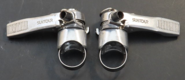 Vintage Suntour retro friction power shifters top bar, Japan