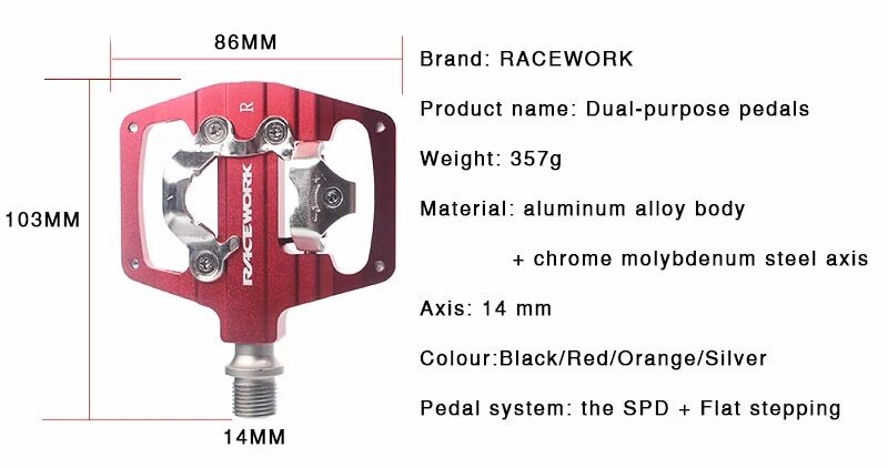 Racework Mtb Bike Pedals Self-Locking Spd Cleats Bearing Bicycle Clipless Pedals