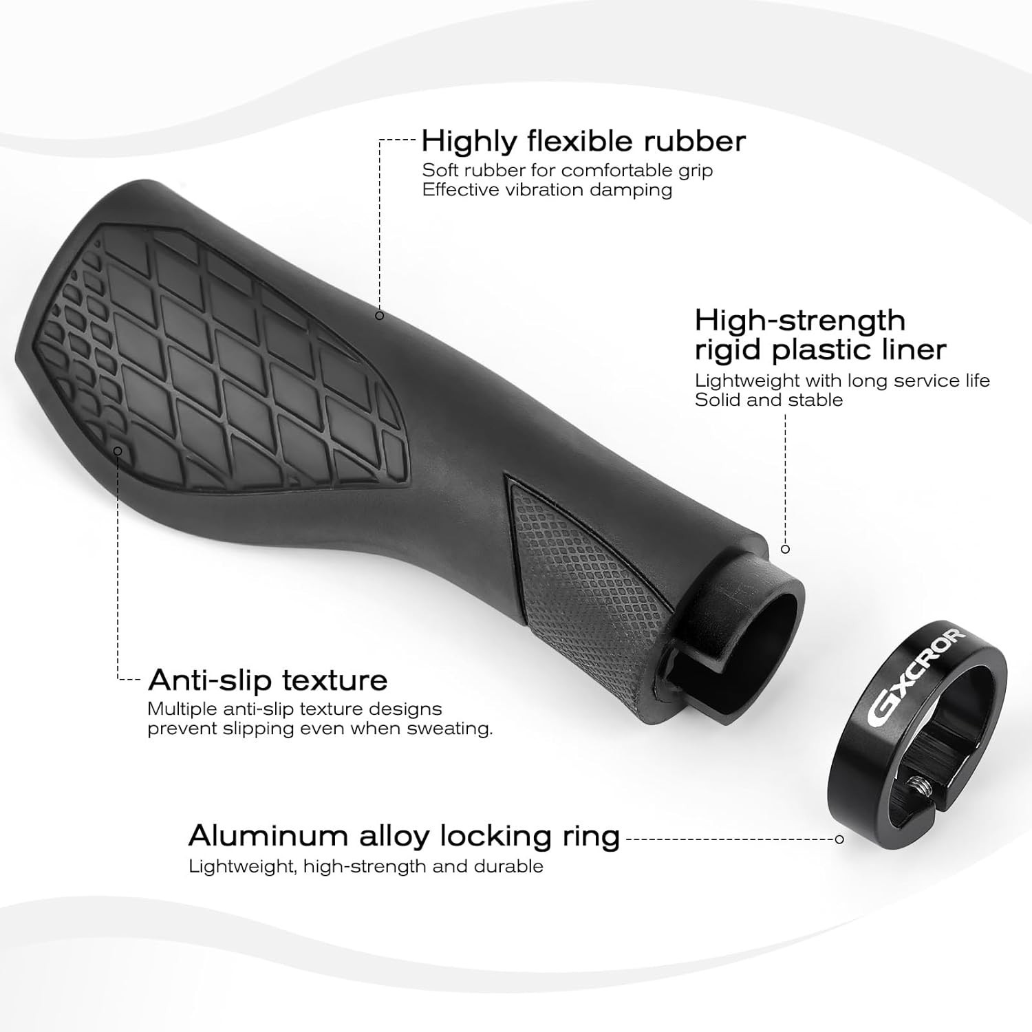 Bike Grips,Ergonomic Bicycle Handlebars Grips Shock Absorbing Dual-Density Si…
