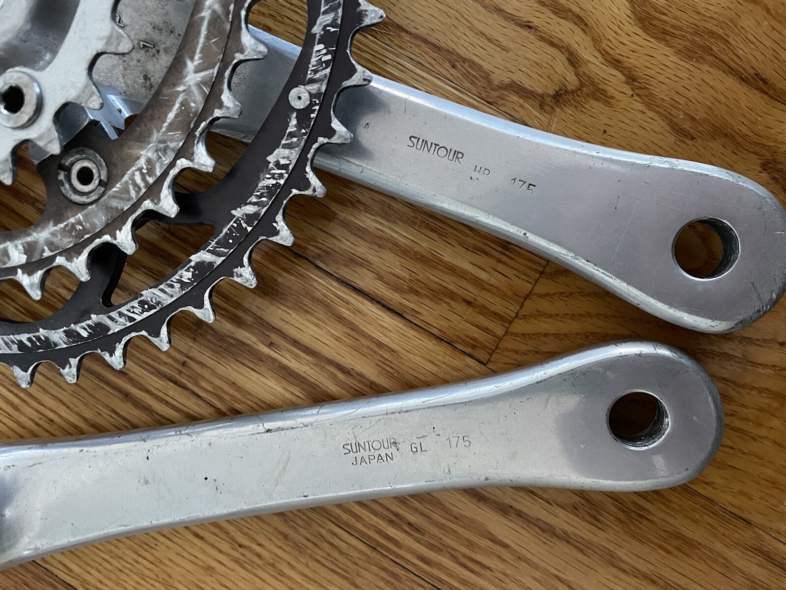Suntour XC Pro Vintage MTB 175mm Crankset, 46-36-24, WTB Grease Guard Dust Caps