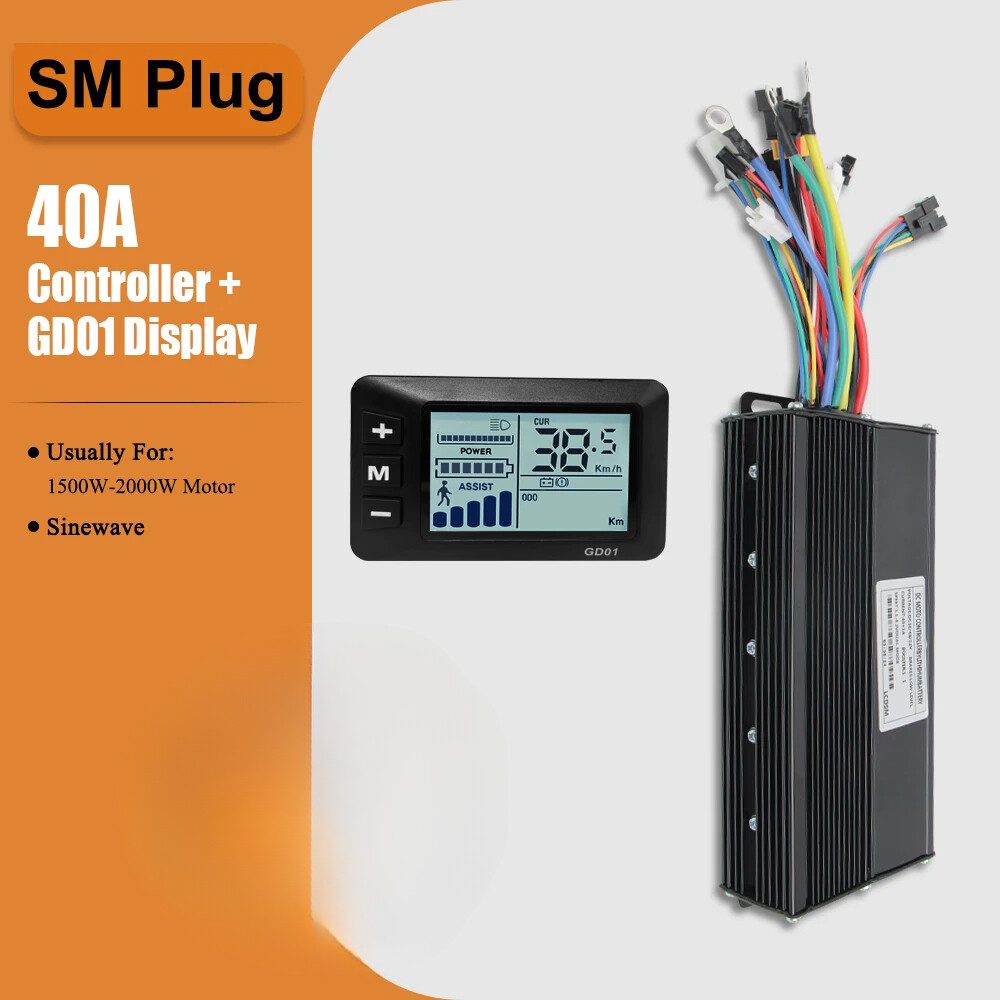 E-bike 36V/48V 40A Three-Mode Sine Wave Controller with LCD Display Motor Kit