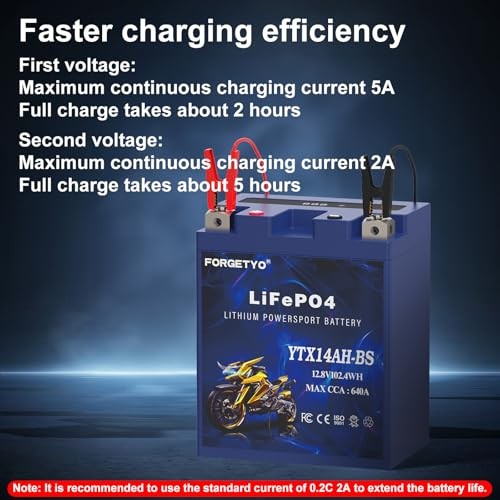Lithium Motorcycle Battery, YTX14AH-BS 12V 8AH 640A LiFePO4 YTX14AH-BS Blue