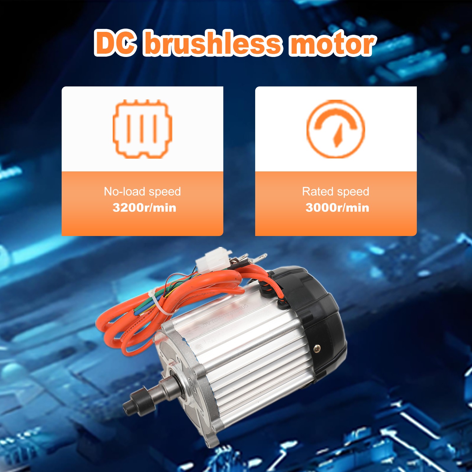 1800W 60V Electric Tricycle Motor High Speed Trike Brushless Motor 3000r/min