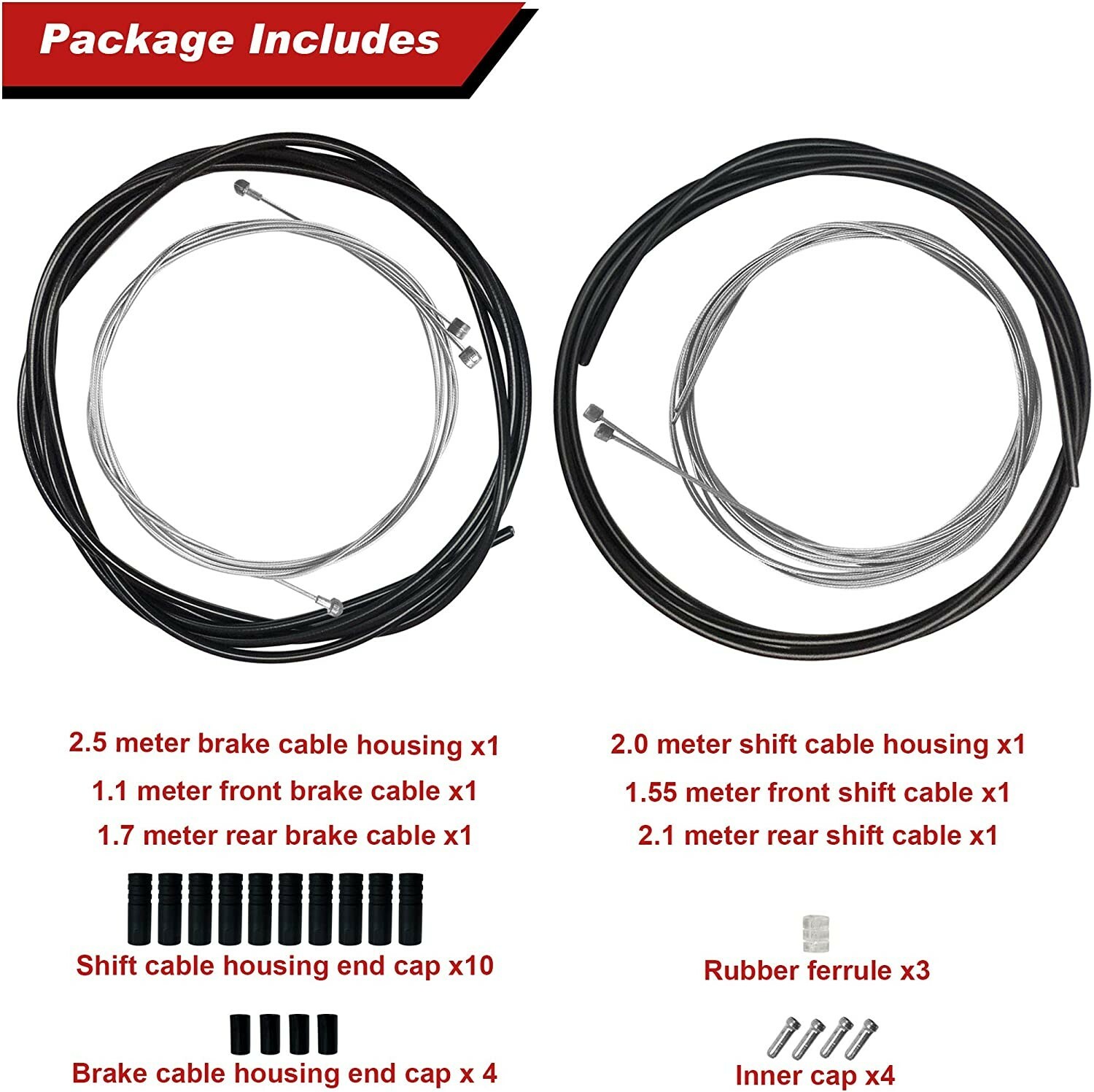 RealiNice 2-in-1 DIY Gear Shift and Brake Cable Housing Kit Set Galvanized Cable