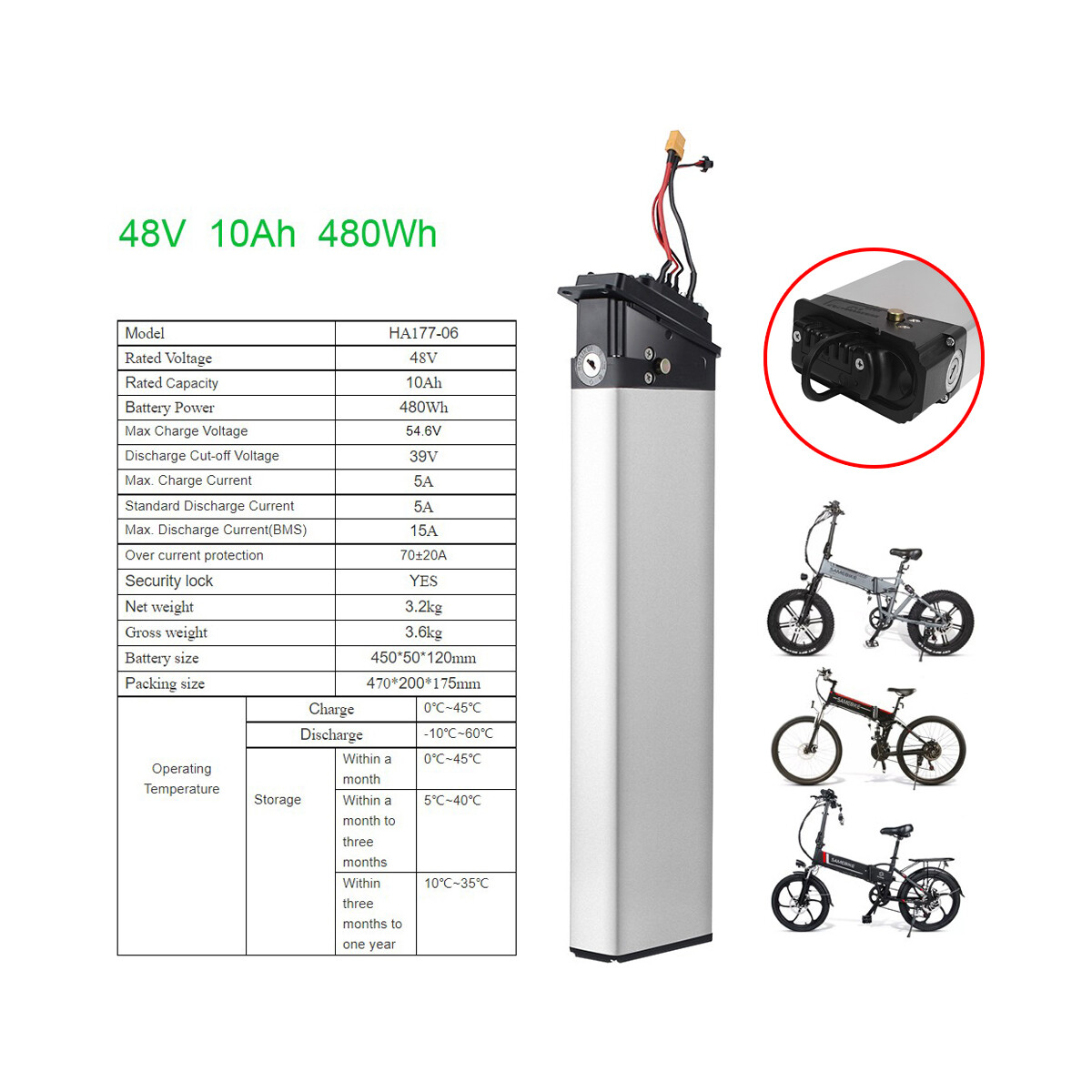 48V 10Ah Sliverfish Lithium-ion Battery For 500W Electric Bicycle E-bike Battery