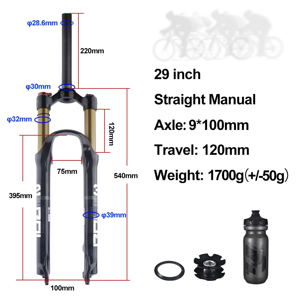 26/27.5/29Inch Mountain Bike Air Supension Frok 120mm Air and Oil Remote QR Fork