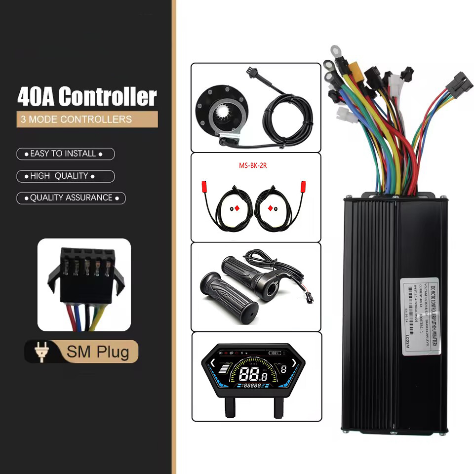 E-bike 40A 3-Mode Sine Wave Controller 36V 48V 1500W 2000W with LCD Display Set