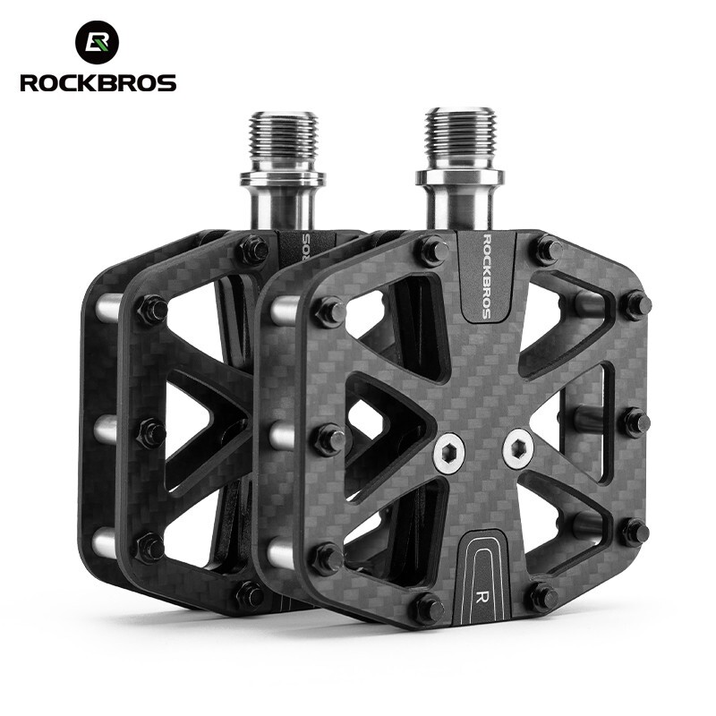 ROCKBROS Bicycle Carbon Pedal Titanium Axle Super Light 3Bearing Anti-Skid Pedal