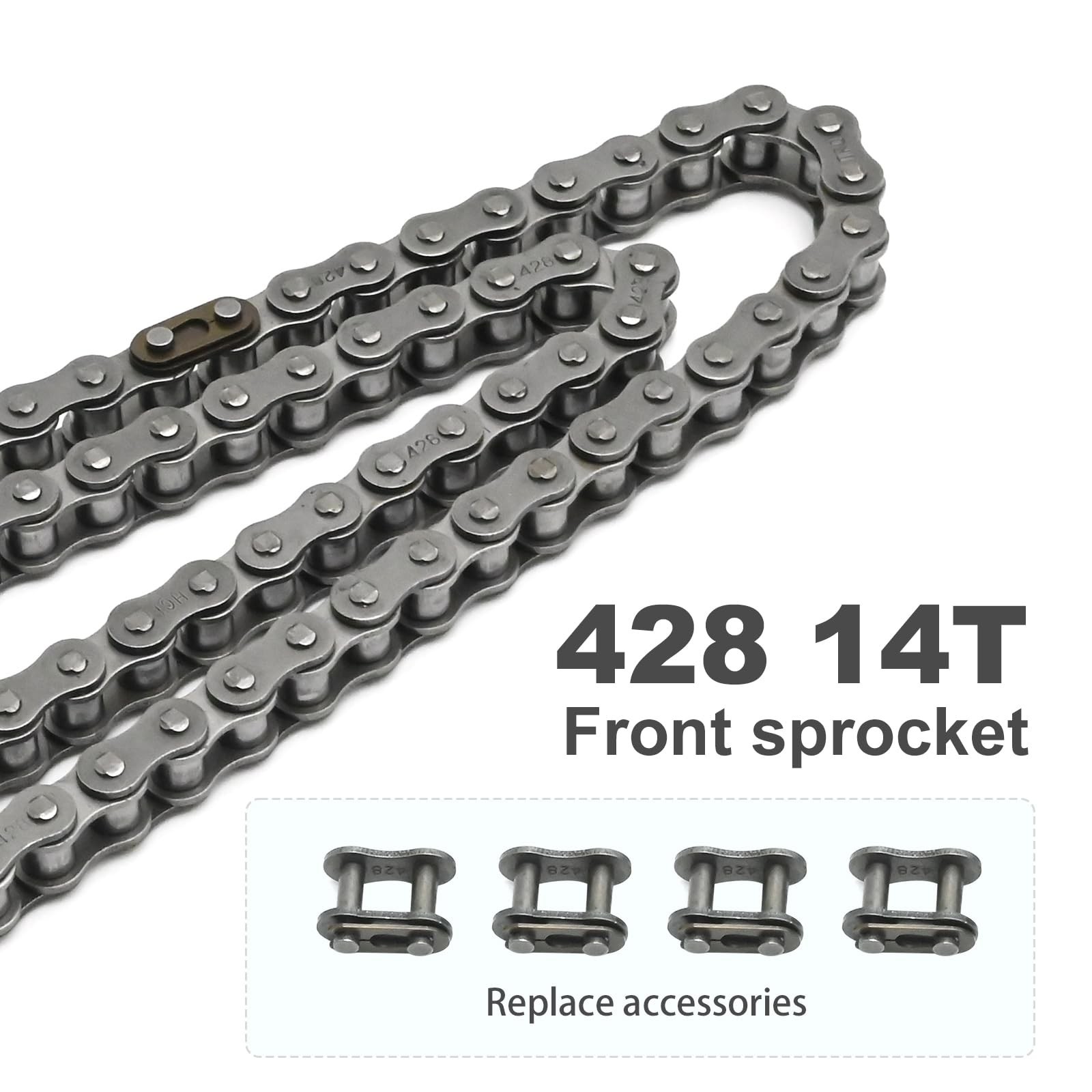 428 Chain ATV Motorcycle Rear Sprocket (41 Tooth), Front Sprocket (14 Tooth, …