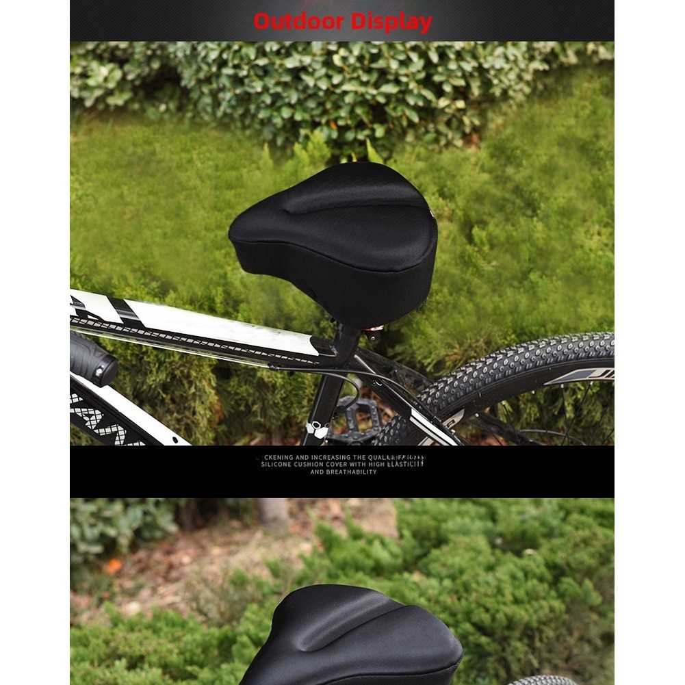 Thick Silicone Bicycle Seat Cover for MTB Road Fixie – 27cm x 24cm Black