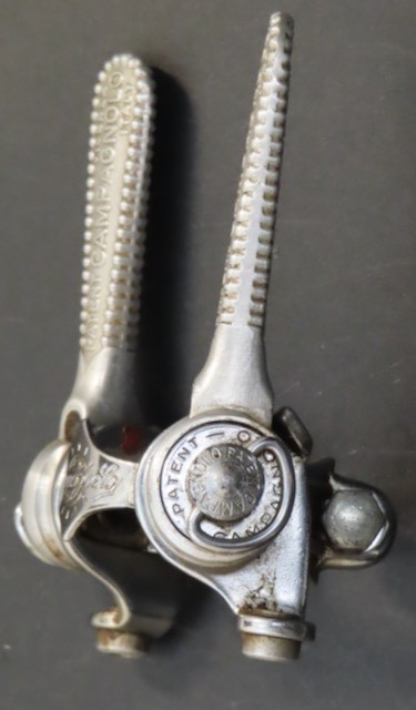 Vintage Campagnolo Nuovo Record clamp on down tube friction shifters Italy
