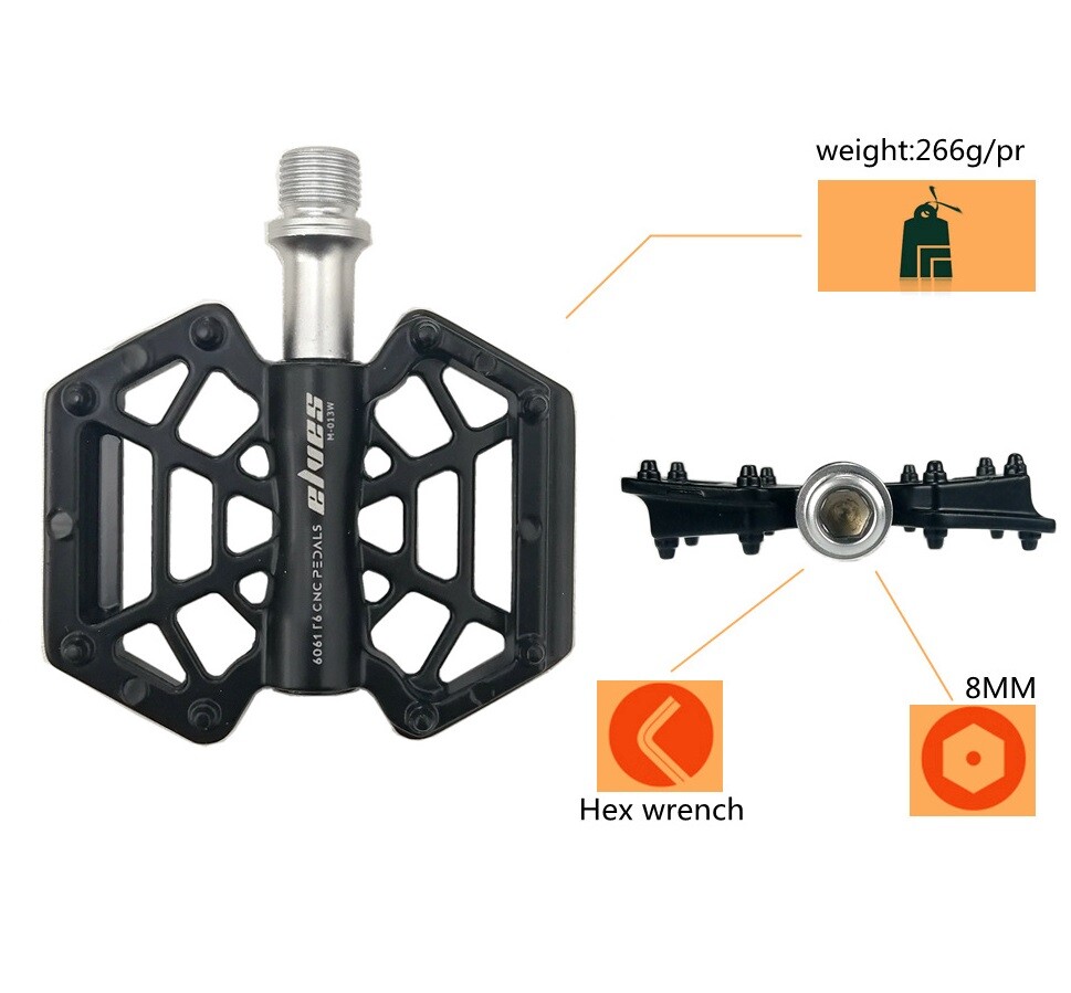 Magnesium Road MTB Mountain Bike XC Bicycle Pedal Flat Cycling Pedals Black