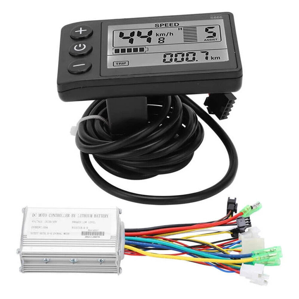 36-48V Brushless 15A Controller LCD-S866 Display Panel Kit for E-Bike Scooter