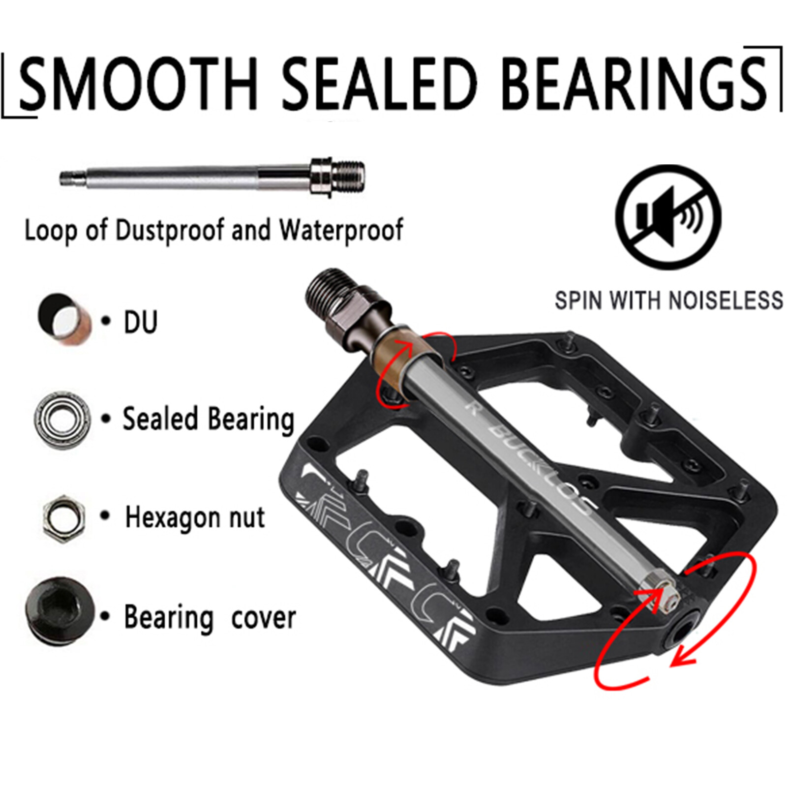 9/16″ Flat/Platform Pedals Bearing Widen MTB DH BMX Bike For Shimano/Rockbros US