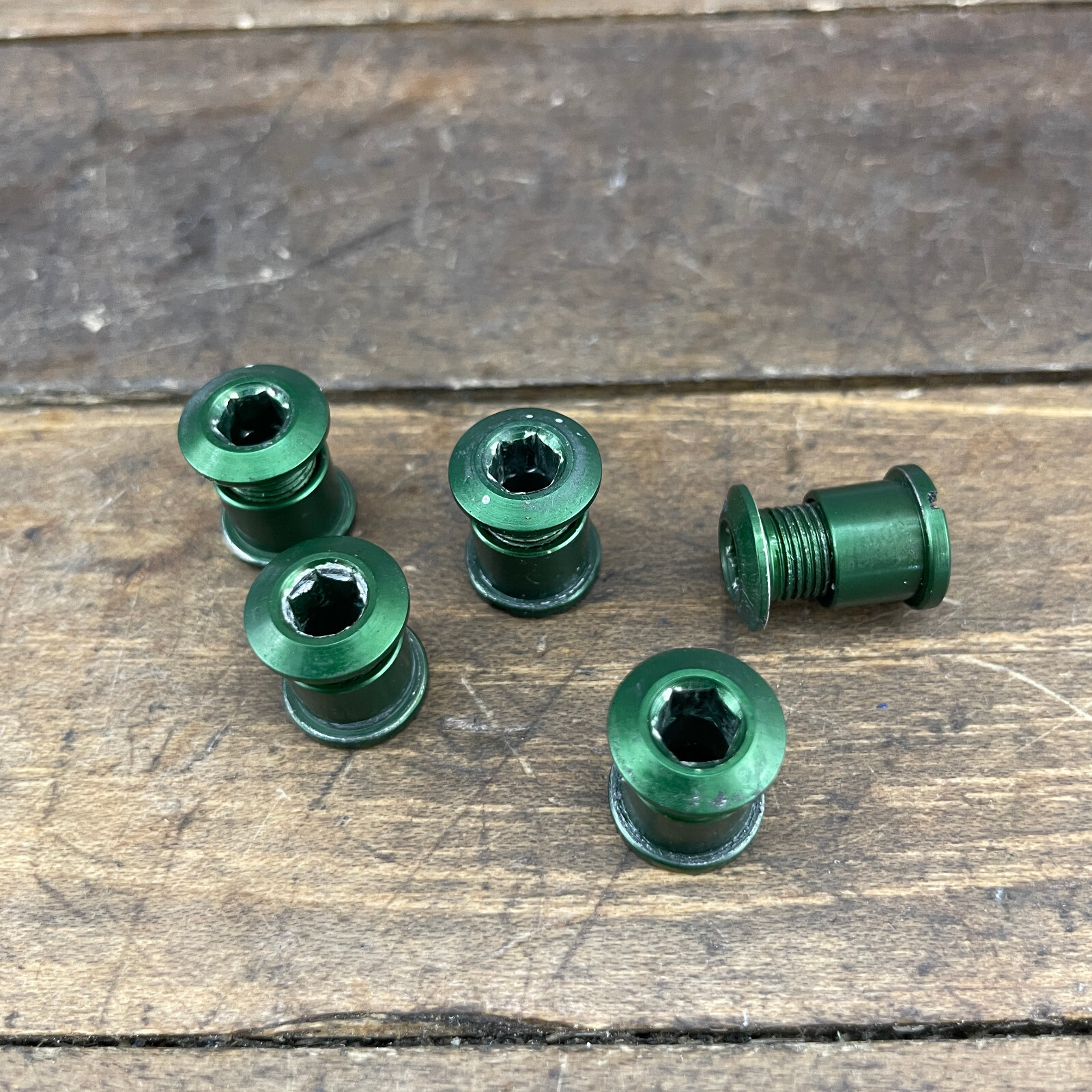 Chainring Bolt Set Green Aluminum 5 Rasta Lightweight Mountain 90s MTB Alloy