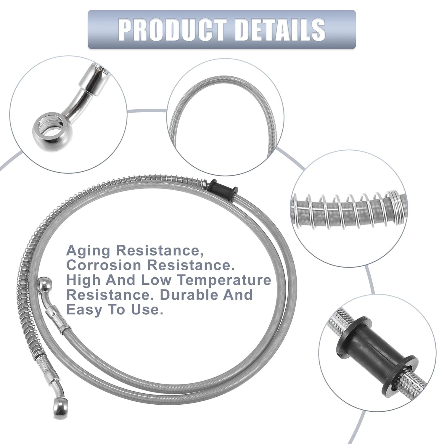 55.12″ Motorcycle Hydraulic Brake Line Oil Hose 10mm ID 12″ Length Brake Pipe