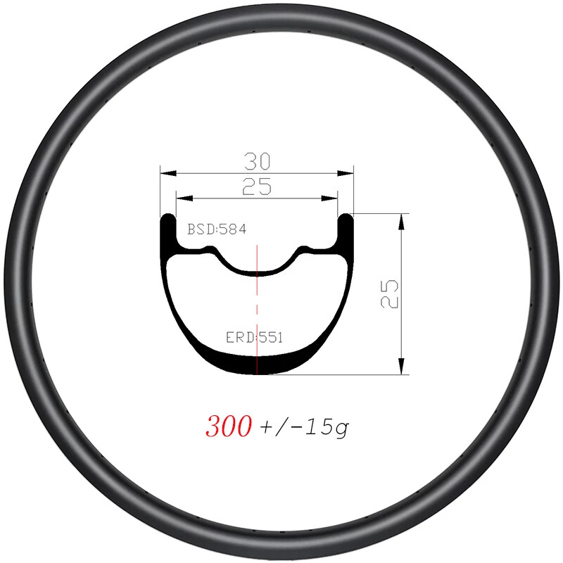 27.5er Carbon Rim for MTB XC Mountain Bicycle 30*25mm Tubeless UD Matte Glossy