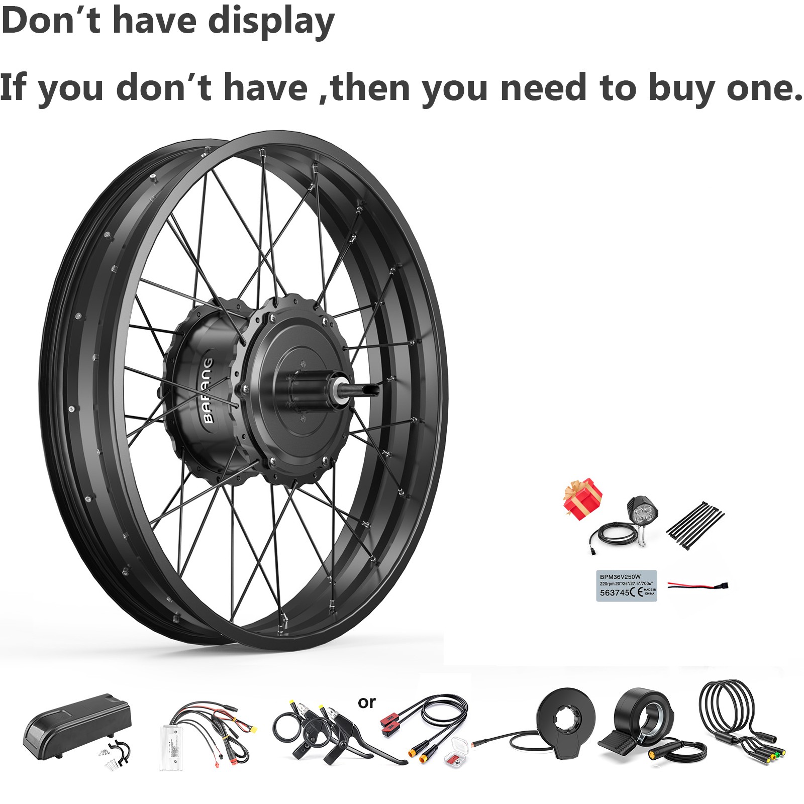 48V1000W BAFANG 26″Fat Tire Rear Wheel Hub Motor Electric Bicycle Conversion Kit