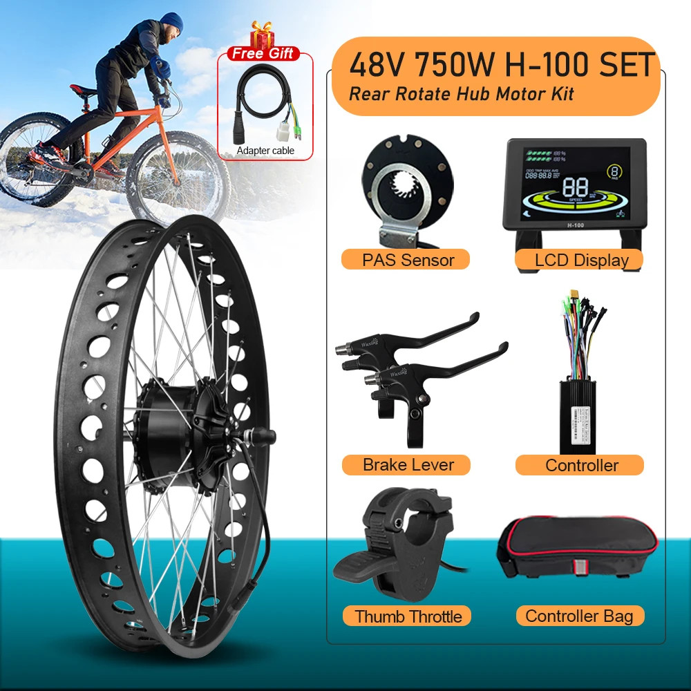 Electric Fat Bike 48V 750W 4.0 Rear Hub Motor Wheel Bike Conversion Kit 20/24/26