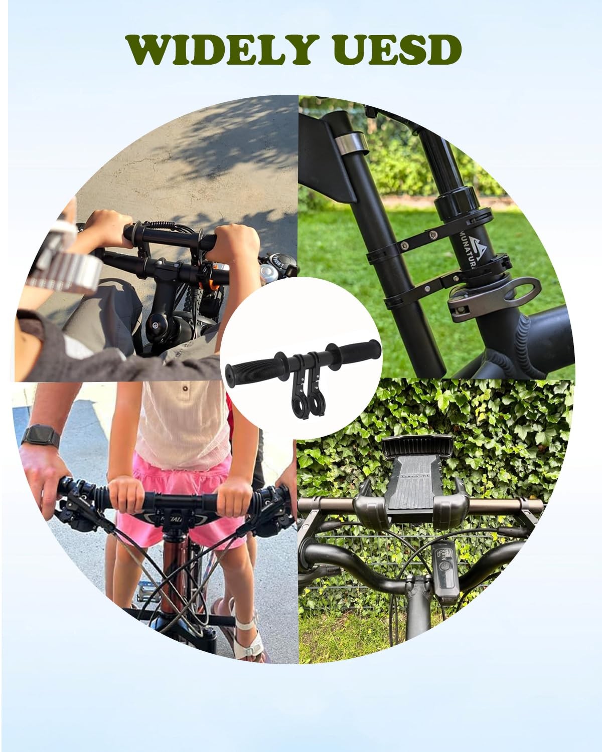HANEVEAR Kids Bike Handlebars Extender, 2 in 1 Child 11.8″, Black