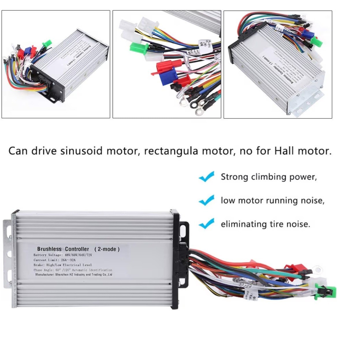 Ejoyous Motor Brushless Controller, 48V 60V 64V 72V High Power Dual Mode 12 Tube