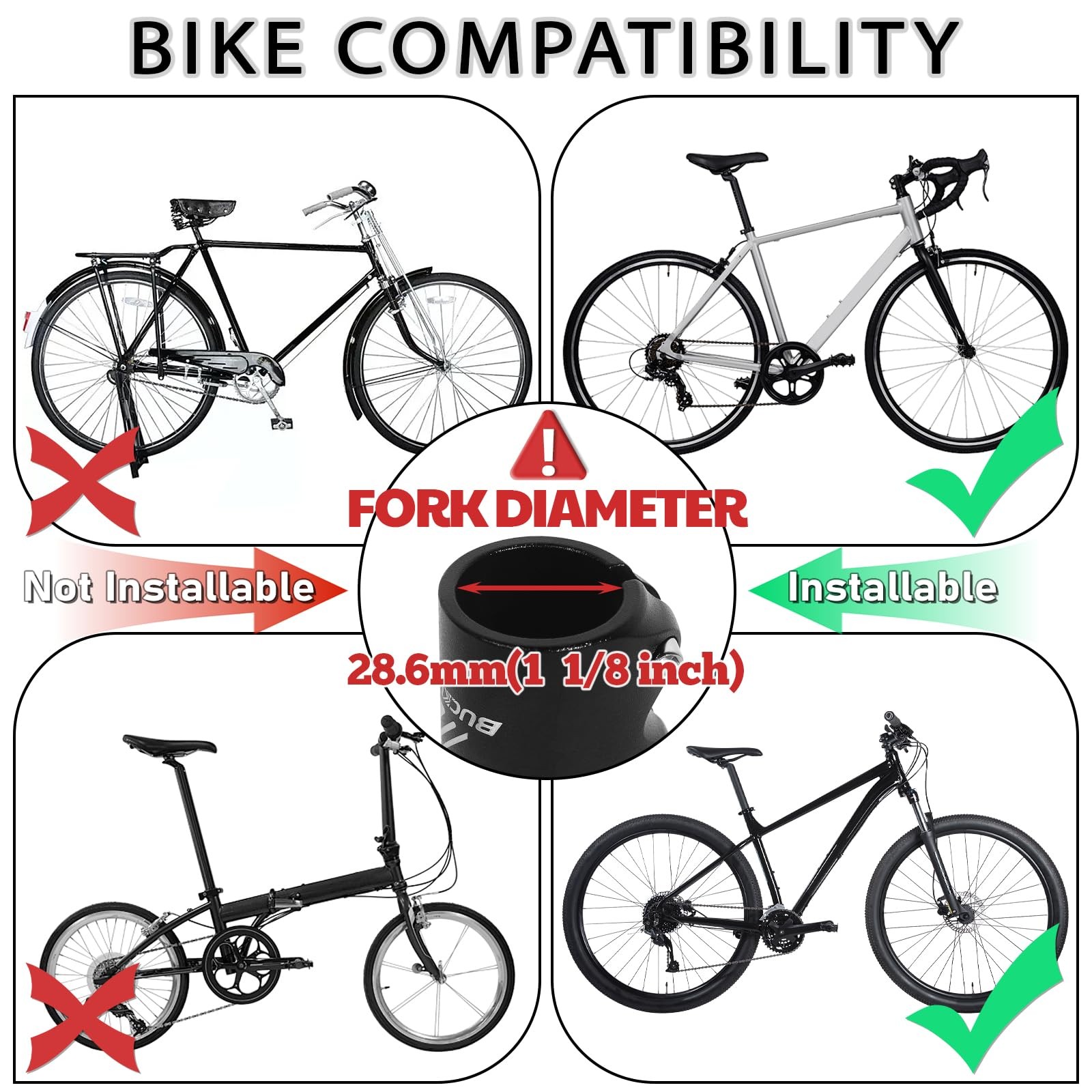 BUCKLOS Bike Stem Riser Extender MTB, 1-1/8″ 28.6mm Fork Stem, 100mm