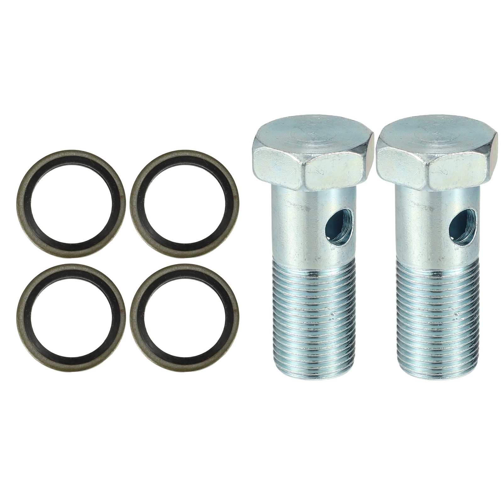 X AUTOHAUX 2 Set Universal Auto Banjo Bolt Brake M18*1.5*54, Silver Tone