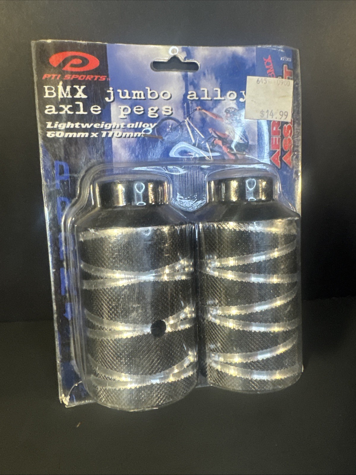 Vintage PTI sports BMX jumbo alloy axle pegs Bicycle Pegs New In Box Dead Stock