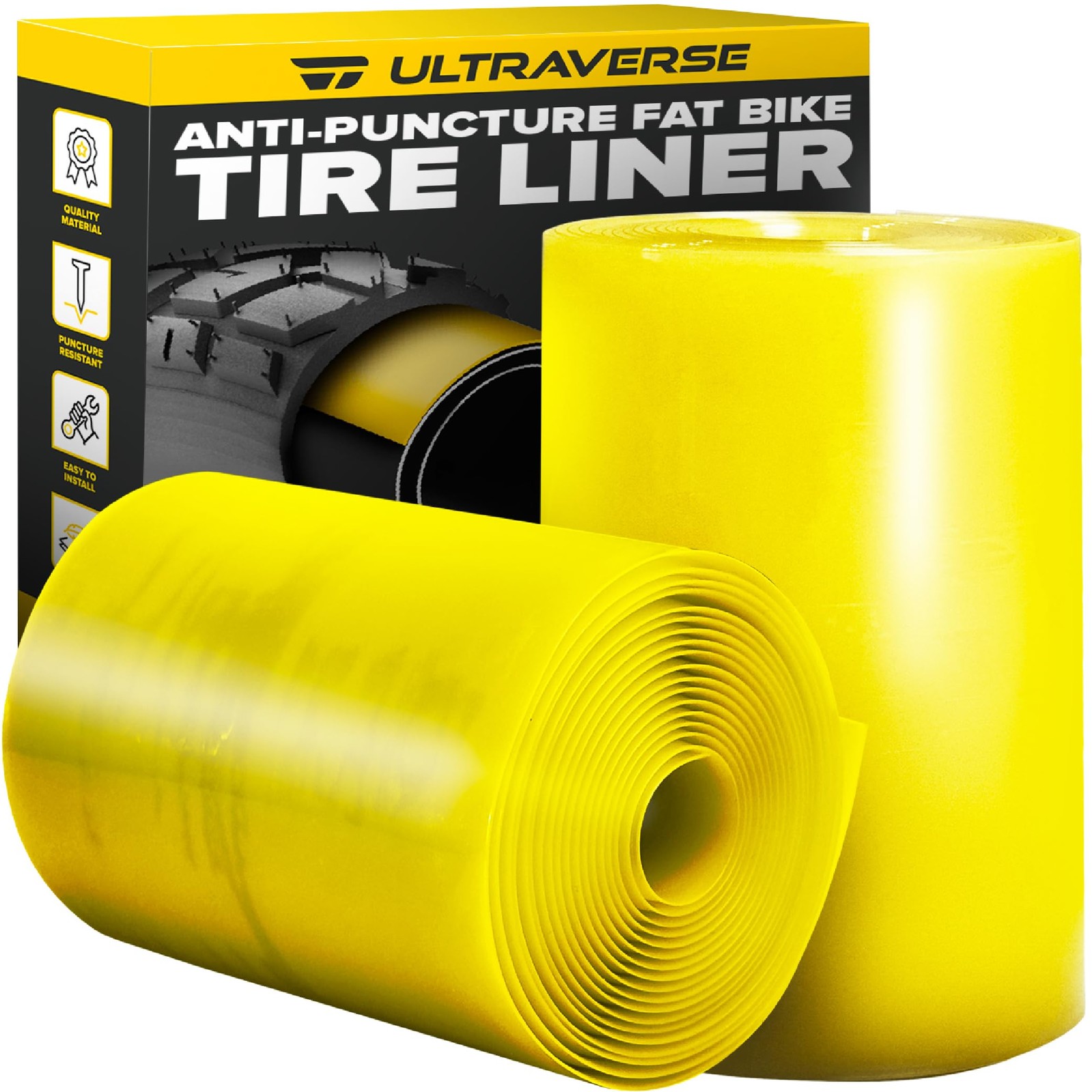 Ultraverse Fat Tire Liners Tube Protection Against Flats, 4.0 WIDTH, Yellow