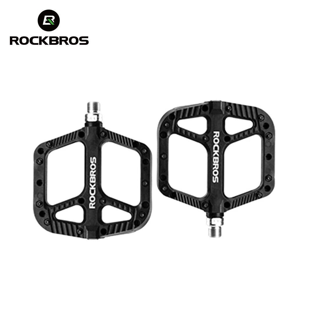 ROCKBROS Bicycle Nylon Pedals Bike Wide Flat No-slip Composite Bearing 9/16″ MTB