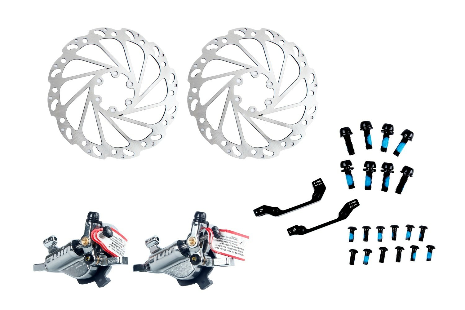 Juin Tech M1 Hybrid Hydraulic Disc Brake Set 160MM Rotors Biking eBike Grey